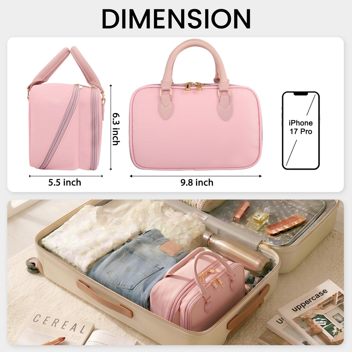 HauteHues multiuse toiletry bag doubles as cosmetic and travel storage.