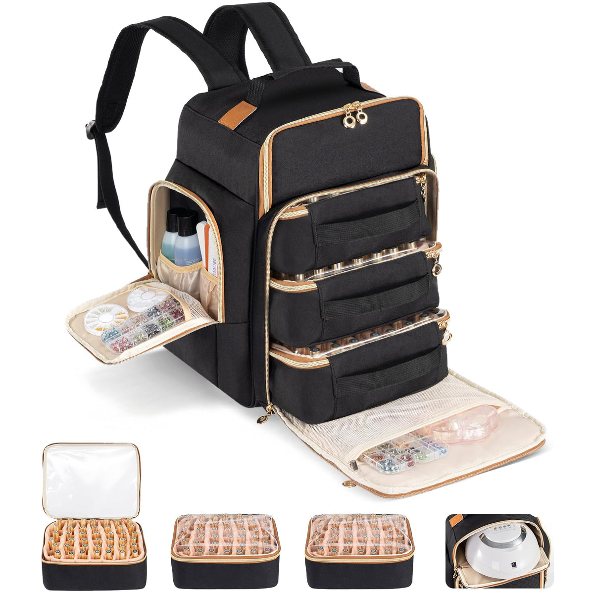 Hautton nail polish organizer with three removable drawers for easy bottle access.