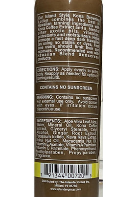 Hawaiian Blend Kukui Nut and Macadamia Oil nourish skin during sun exposure.