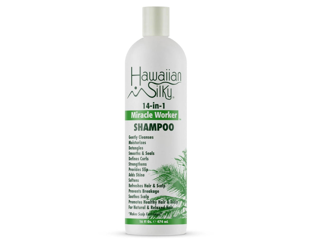 Hawaiian Silky 14in1 activator spray bottle highlights even application and moisture retention.
