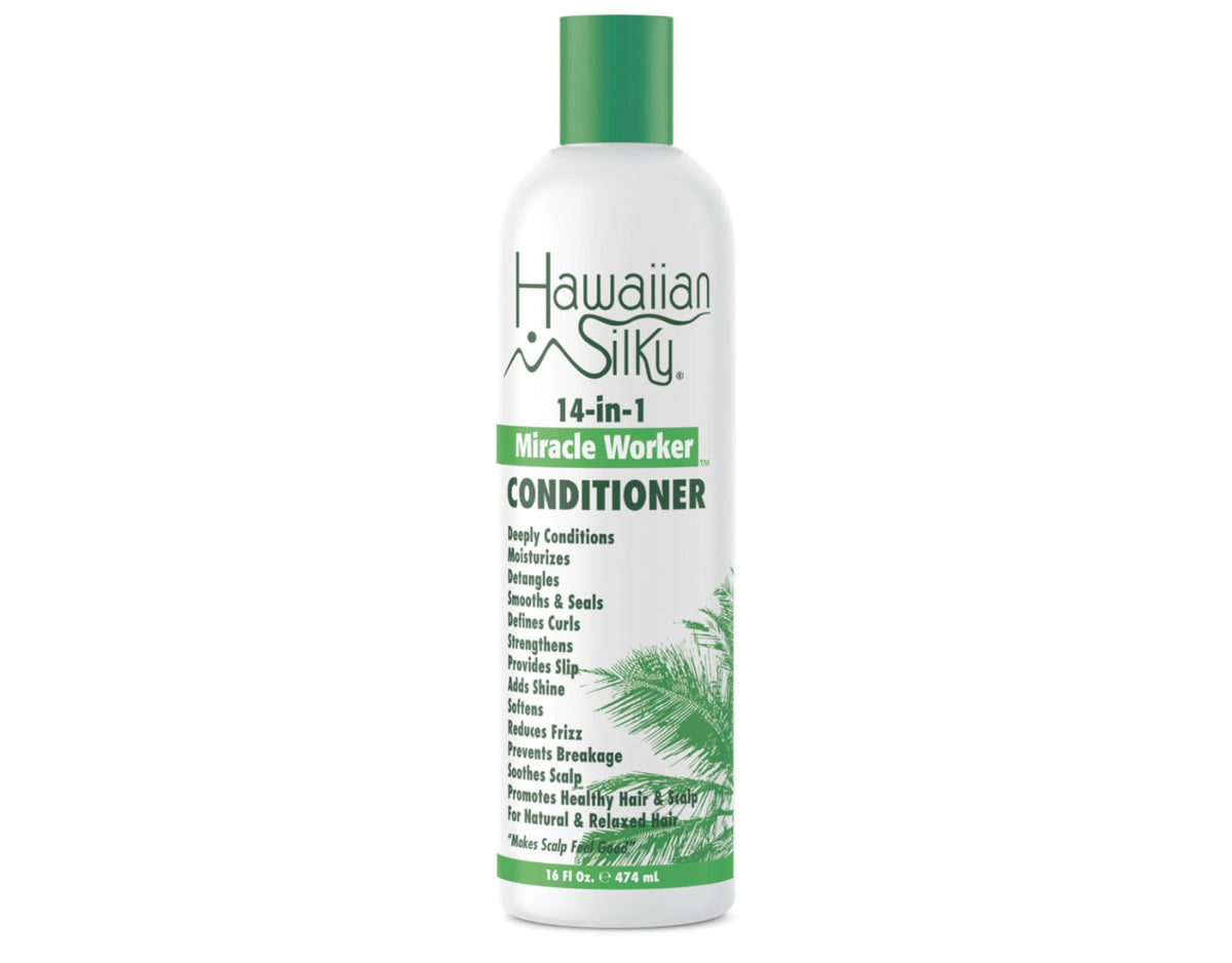 Hawaiian Silky hair care routine setup shows three-step system ready for use.