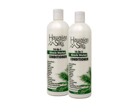 Hawaiian Silky Miracle Worker 14-in-1 bottle front with salon-grade shine