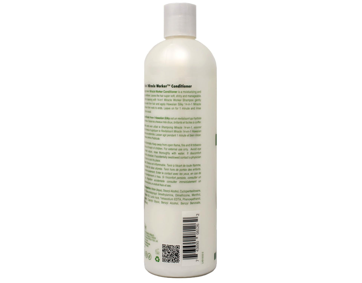 Hawaiian Silky Miracle Worker 14-in-1 two-pack packaging communicates value