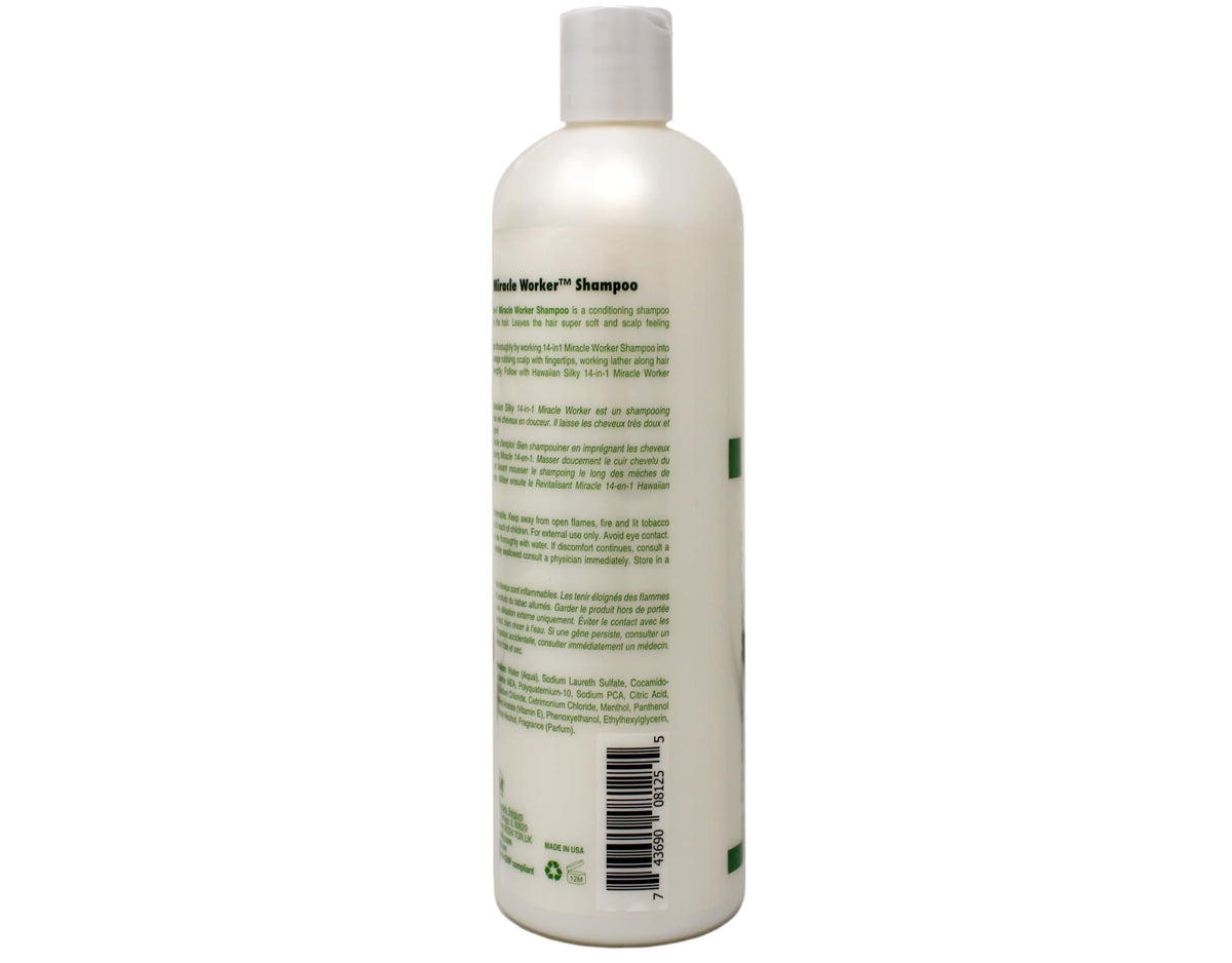 Pouring Hawaiian Silky Miracle Worker shampoo for refreshing wash