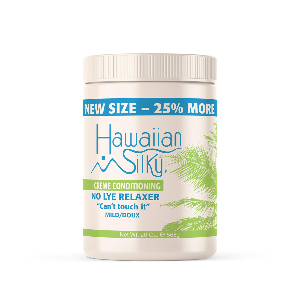 Hawaiian Silky no lye relaxer bottle with mild formula for gentle straightening