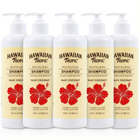 Hawaiian Tropic Silky Coconut Shampoo five-pack bulk bottles for hotels and vacation rentals
