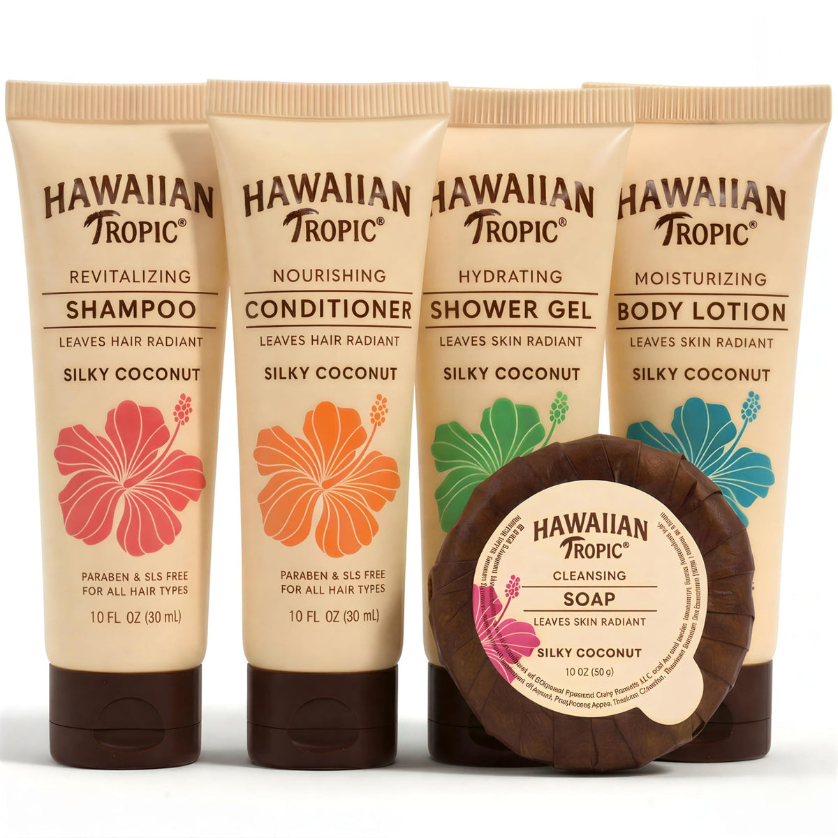 Shampoo tube from Hawaiian Tropic Silky Coconut bulk kit for hotels.