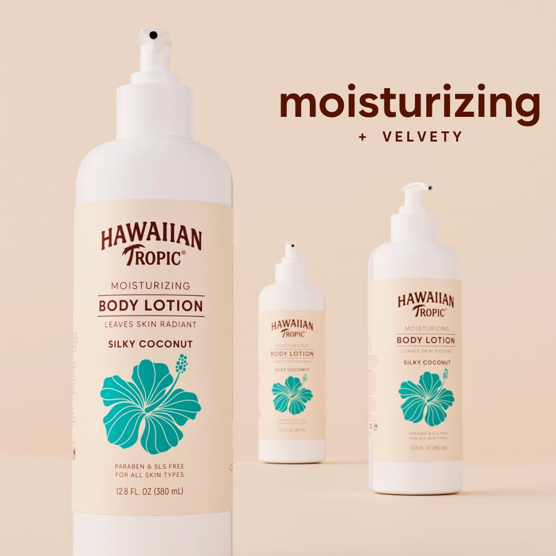 Hawaiian Tropic Silky Coconut shampoo bottle double viewing window for level monitoring.