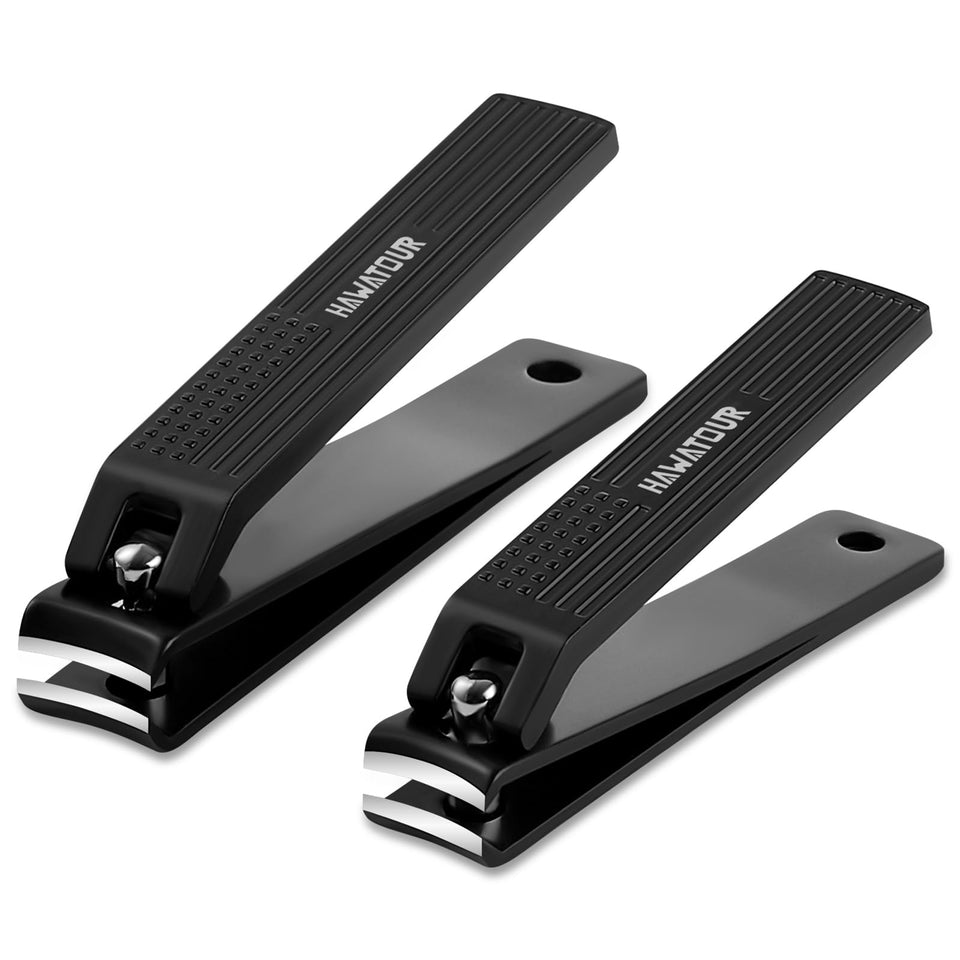 HAWATOUR nail clippers set with ultra sharp curved blades for clean, easy cuts.