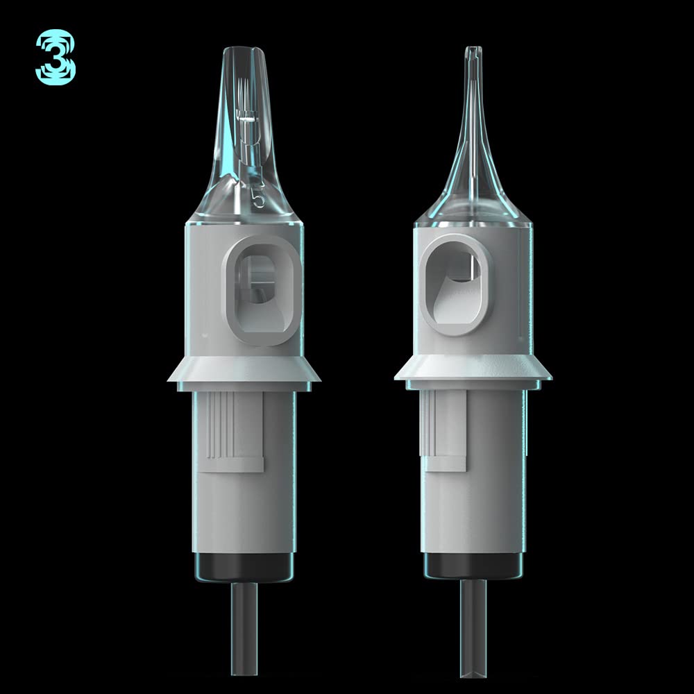 HAWINK tattoo cartridge tip close-up reveals 316 stainless steel needle tip for durability.