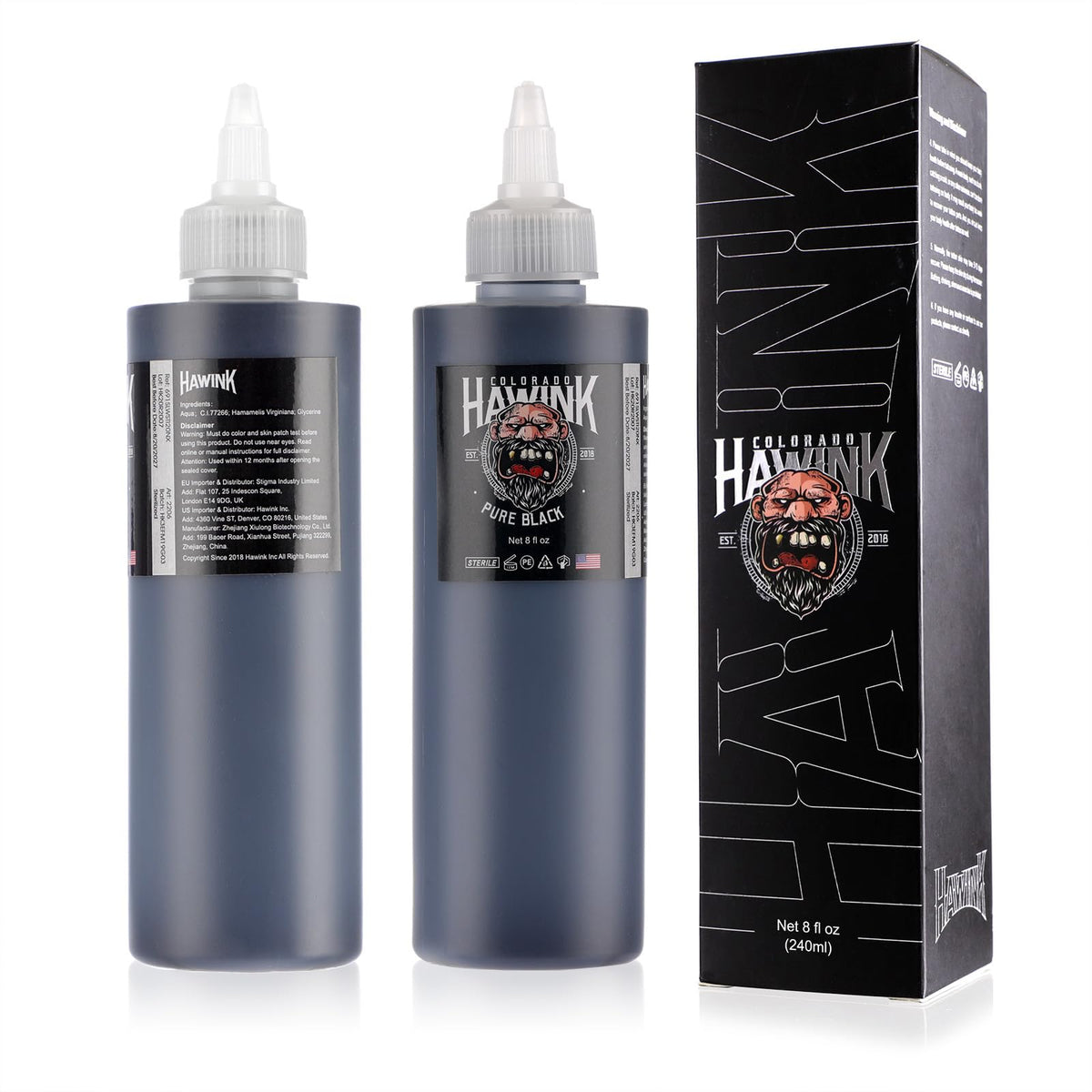 HAWINK tattoo ink bottle close-up showing rich color and premium packaging