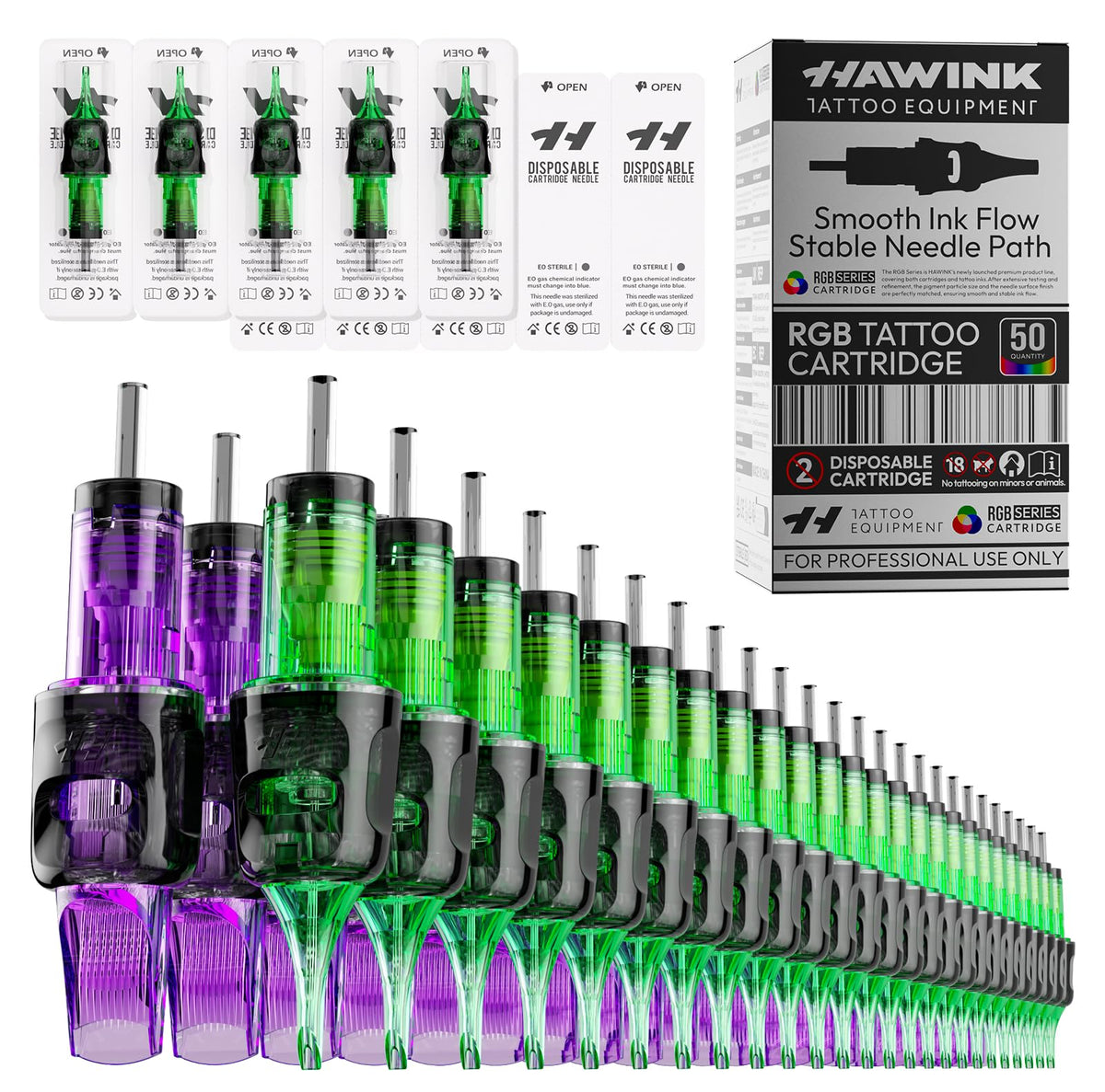 HAWINK 50pcs packaging highlights organized storage for professionals.