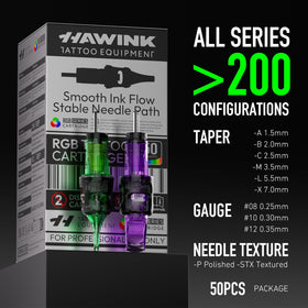 HAWINK 50-piece box packaging keeps cartridges organized and ready