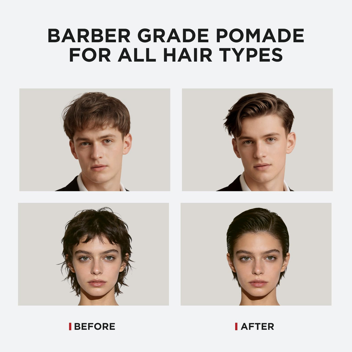 Hair with natural matte finish using Hawkins & Brimble Matt Clay.