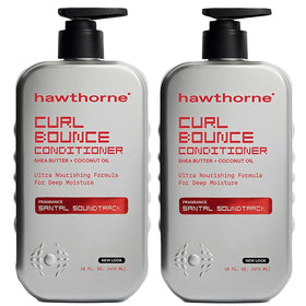 Hawthorne Curl Bounce Conditioner bottle highlighting nourishing formula for curly hair.