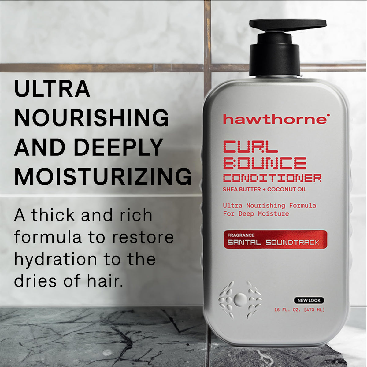 Close-up of creamy texture ready to detangle and hydrate curls.
