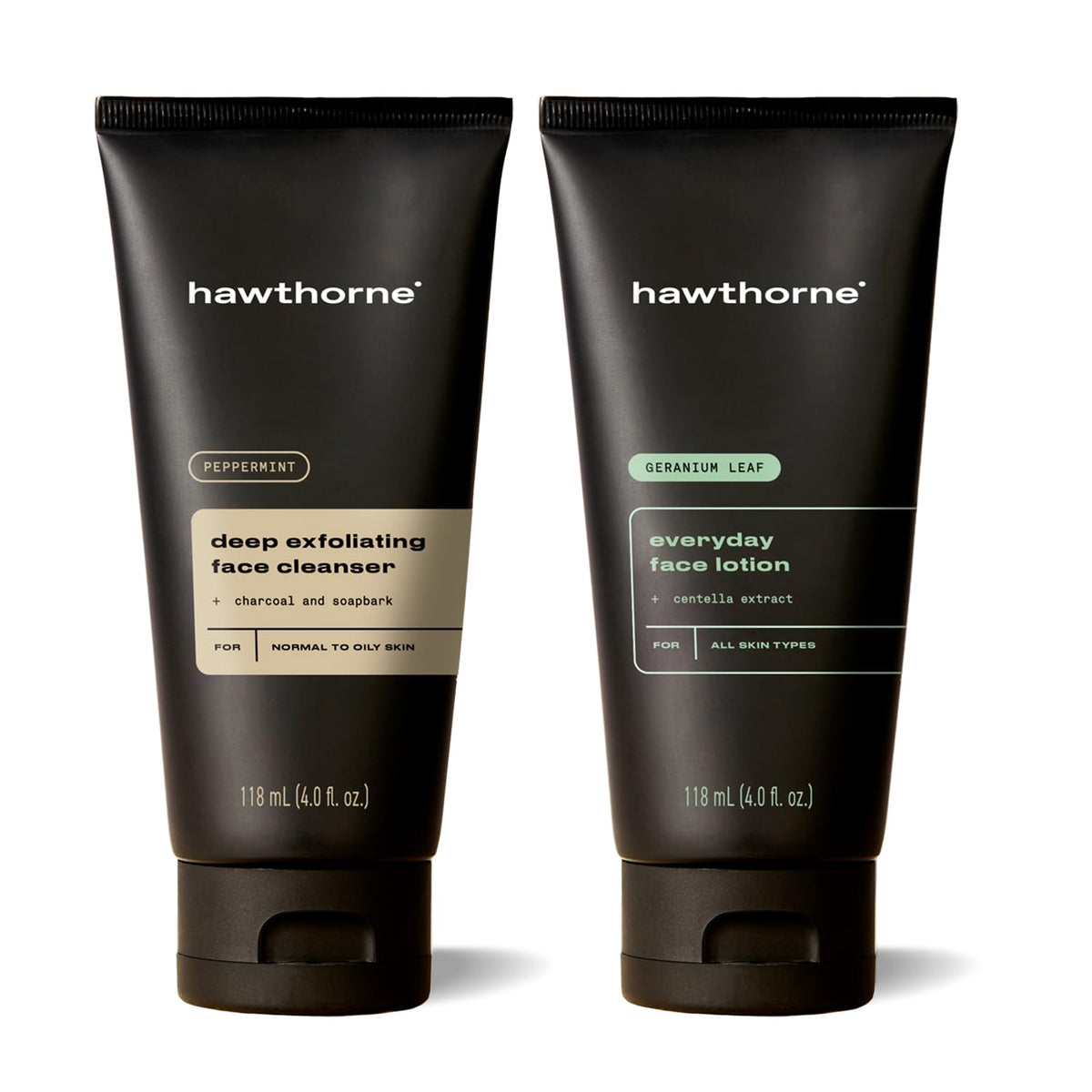 Hawthorne deep exfoliating face wash bottle for cleansing the skin.