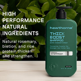 Hawthorne Thick Boost bottle being poured shows easy daily use