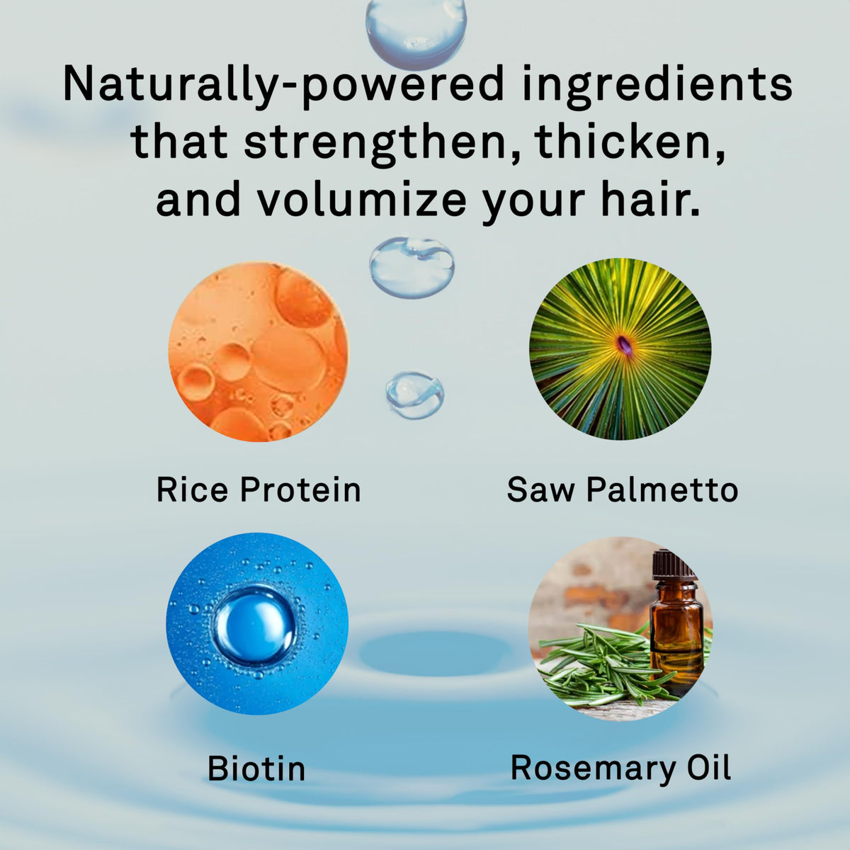 Close-up of Hawthorne Thick Boost label shows biotin and saw palmetto benefits