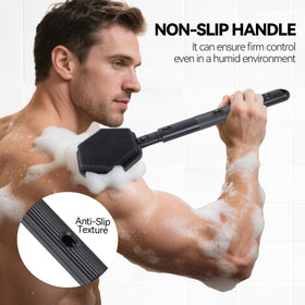 HAYSNA silicone back scrubber dual texture cleanses gently and reveals smoother skin.