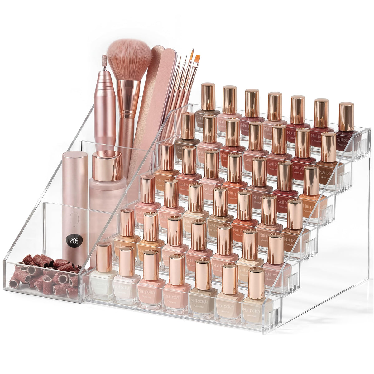 HBlife 6-tier nail polish organizer clear display for easy access to gel polishes.