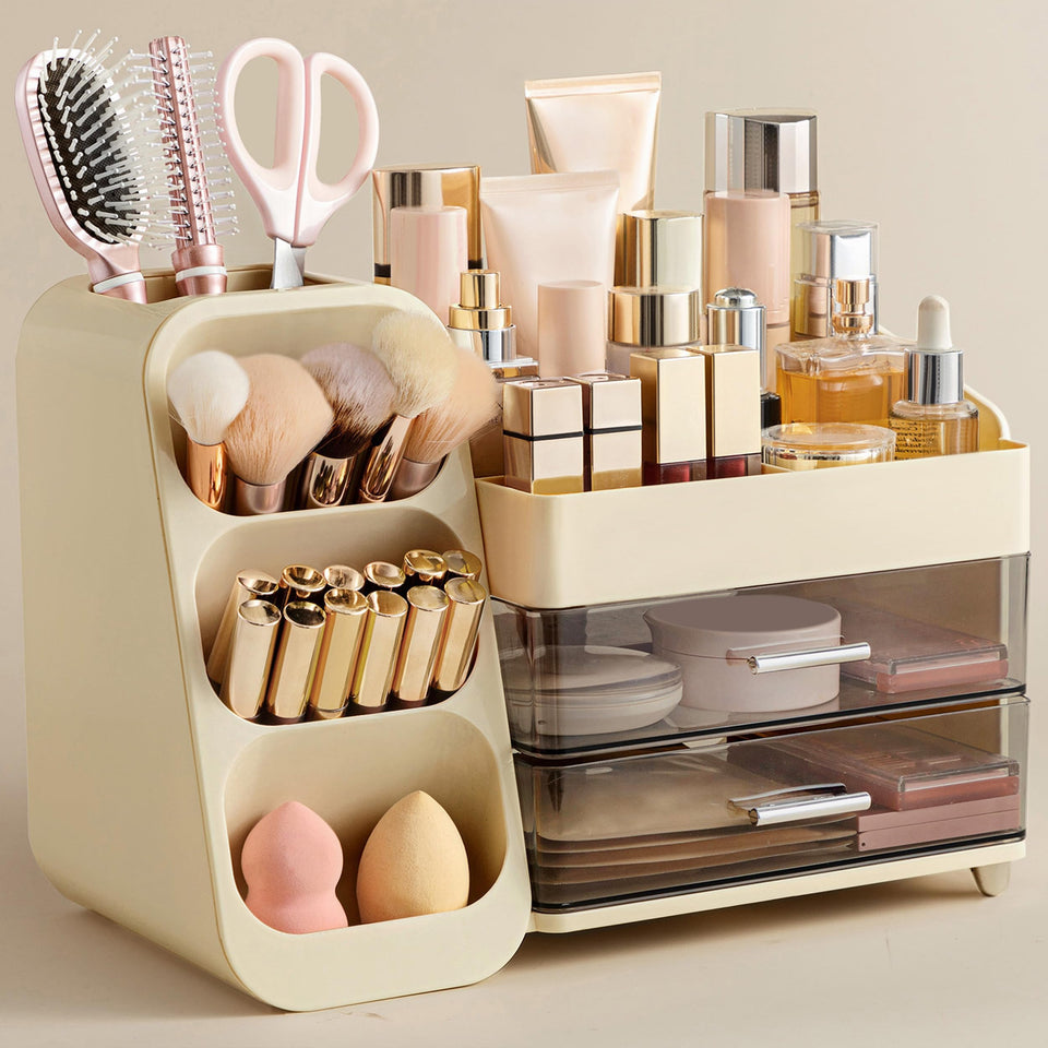HBlife makeup organizer shows brush slots neatly arranged for easy access on vanity
