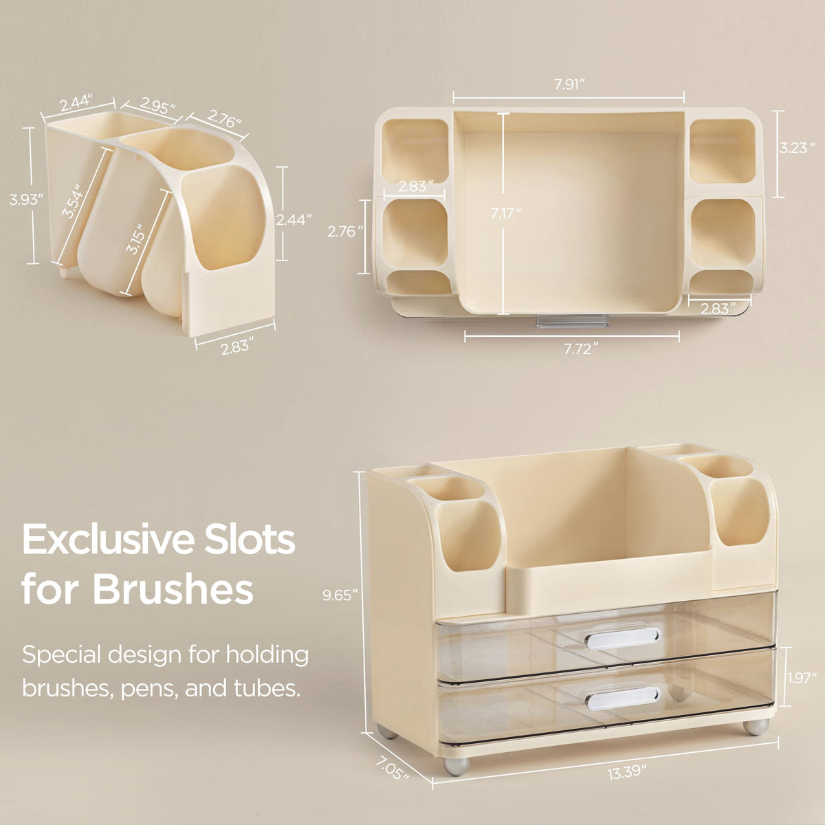 HBlife beige cosmetic organizer demonstrates sturdy, easy to clean design.