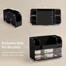 HBlife makeup organizer drawer storage keeps brushes and palettes neatly stored.