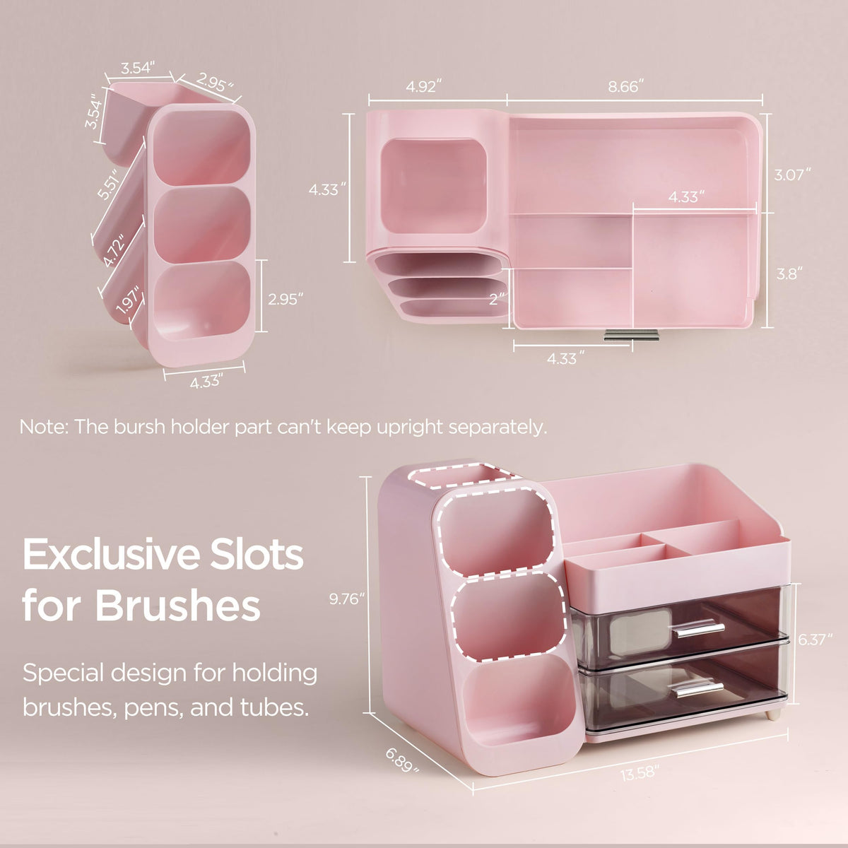 Drawer-view shows practical vanity storage in a sleek unit.