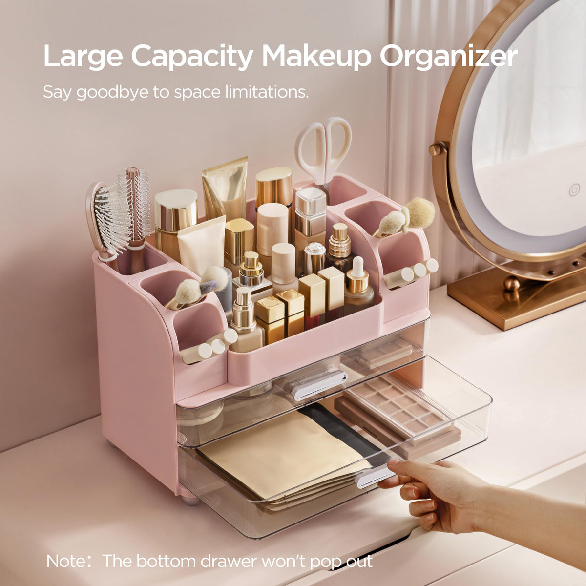 HBlife makeup organizer drawers store items neatly on vanity
