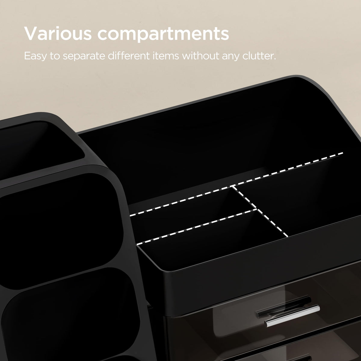 HBlife makeup organizer easy clean plastic surface