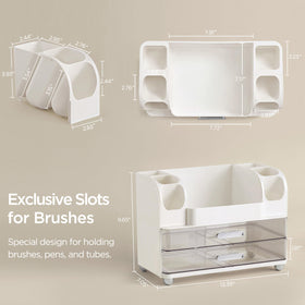 HBlife makeup organizer front view shows a tidy vanity with accessible drawers