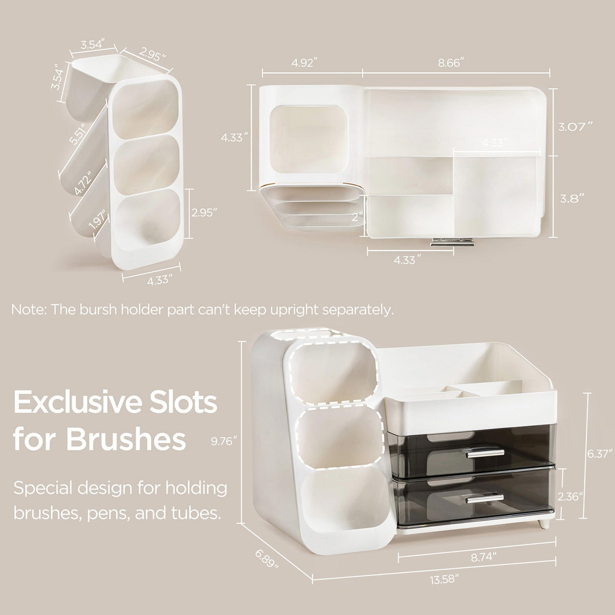 HBlife makeup organizer with multi-purpose slots for cosmetics, tools, and accessories.
