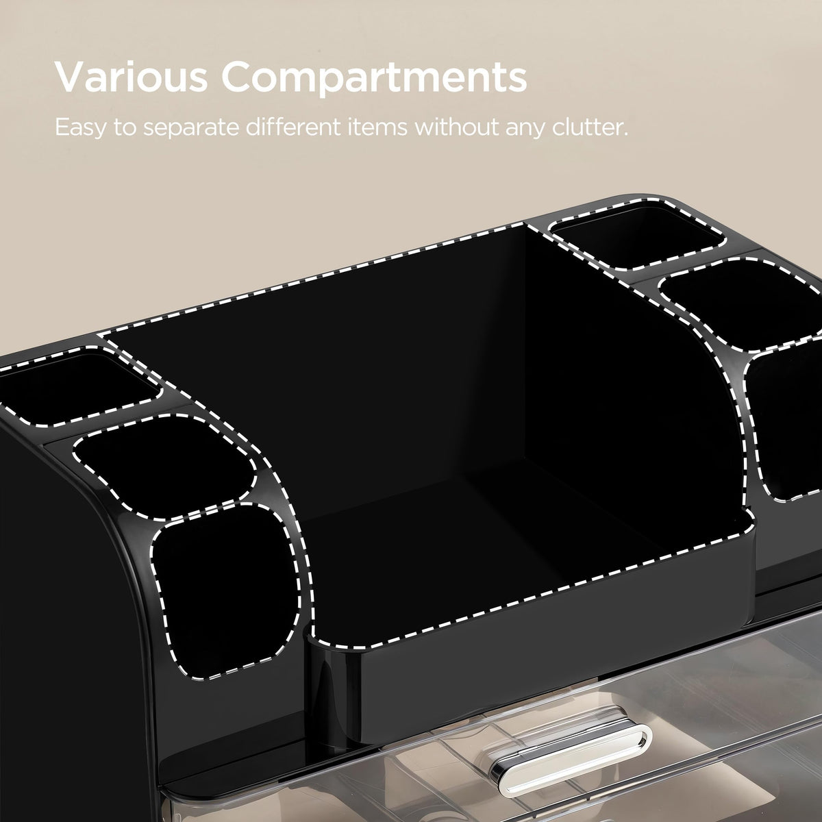 HBlife makeup organizer multi-use design fits vanity, bathroom, or desk.