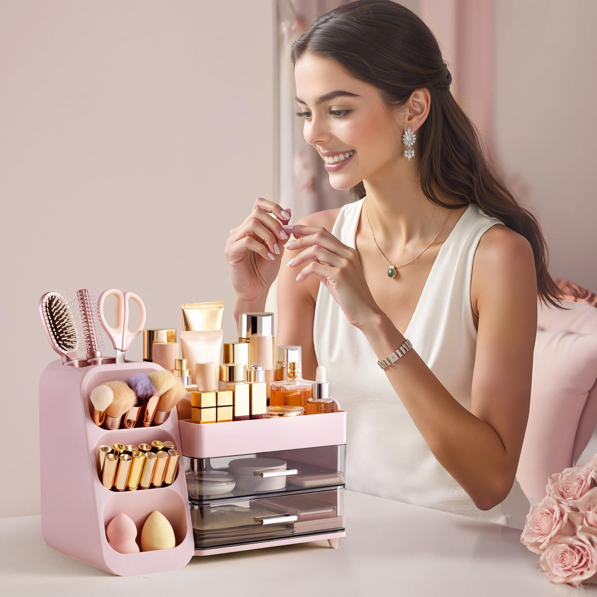 Pink finish adds soft style and thoughtful gift appeal.