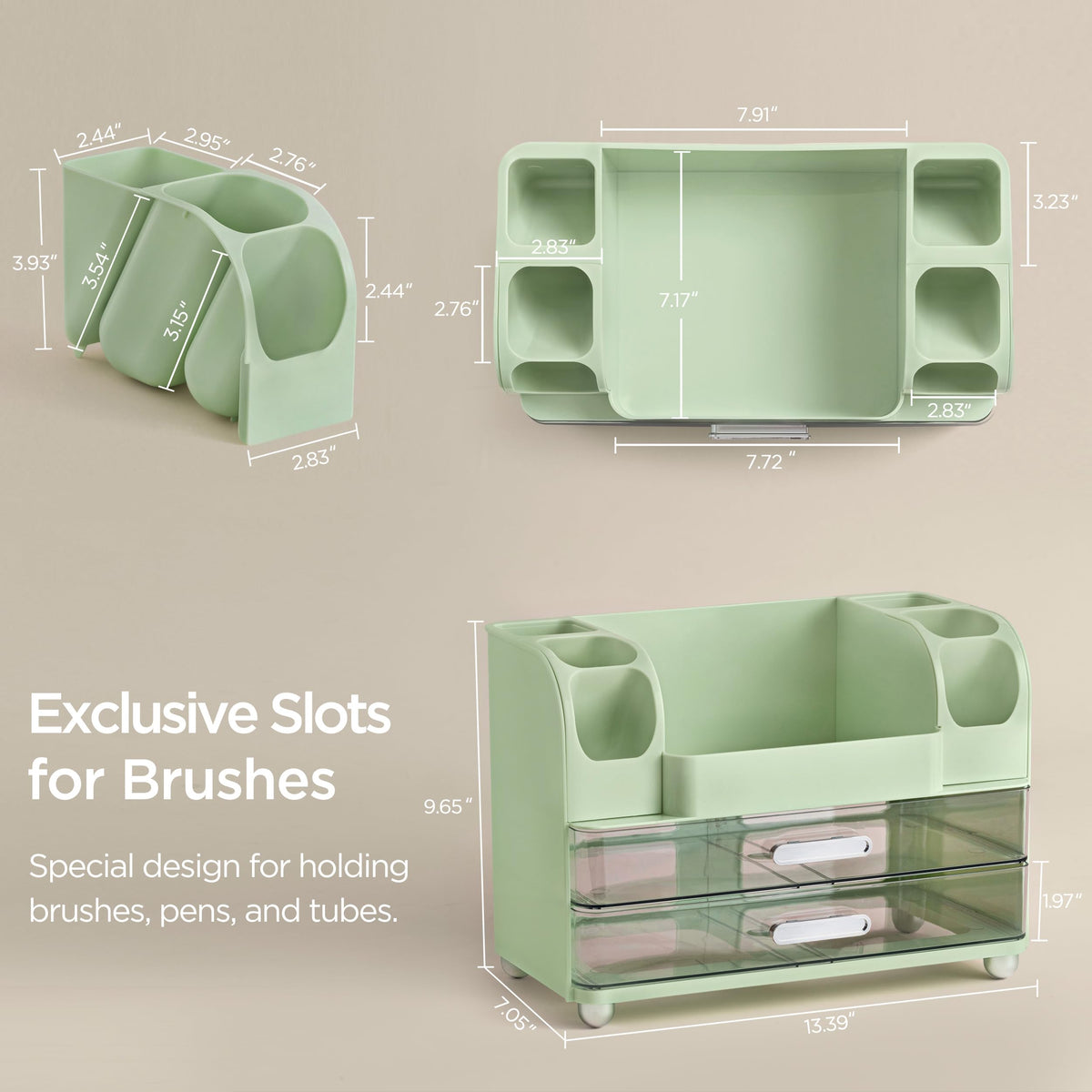 HBlife makeup organizer side brush slots aid quick selection.