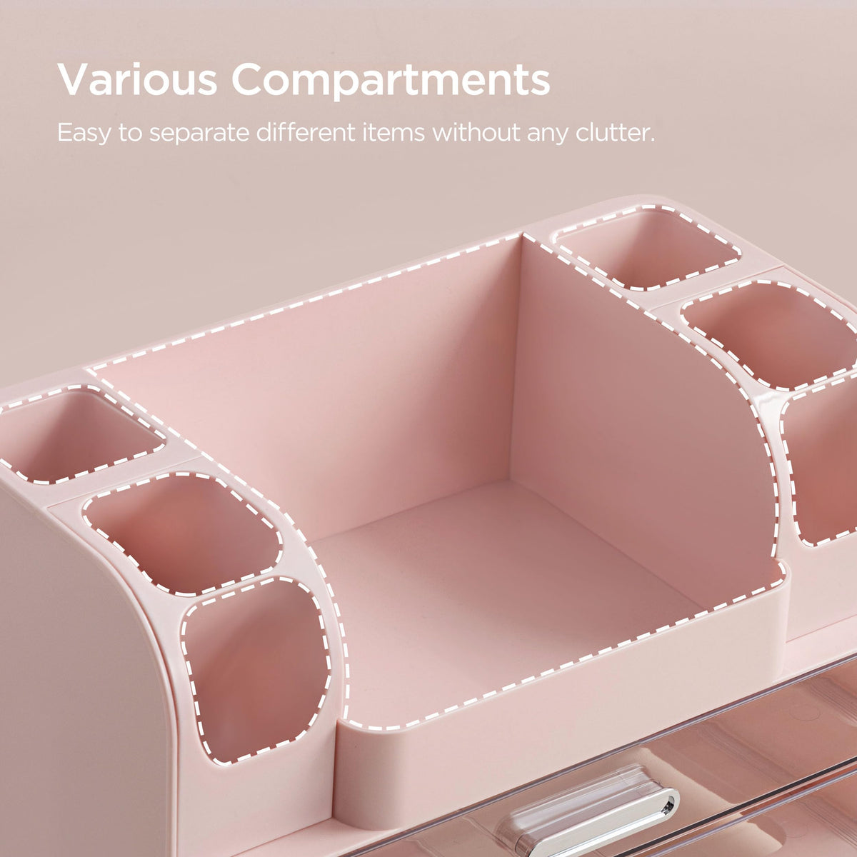 HBlife makeup organizer side slots for brushes and tubes