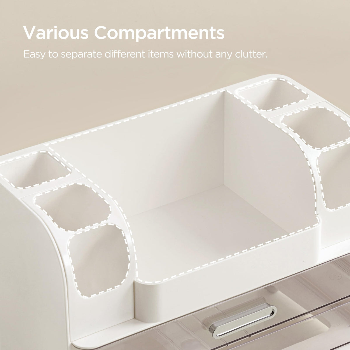 HBlife makeup organizer side slots for brushes and tubes for quick selection