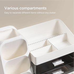 HBlife makeup organizer stores skincare bottles neatly on countertops.
