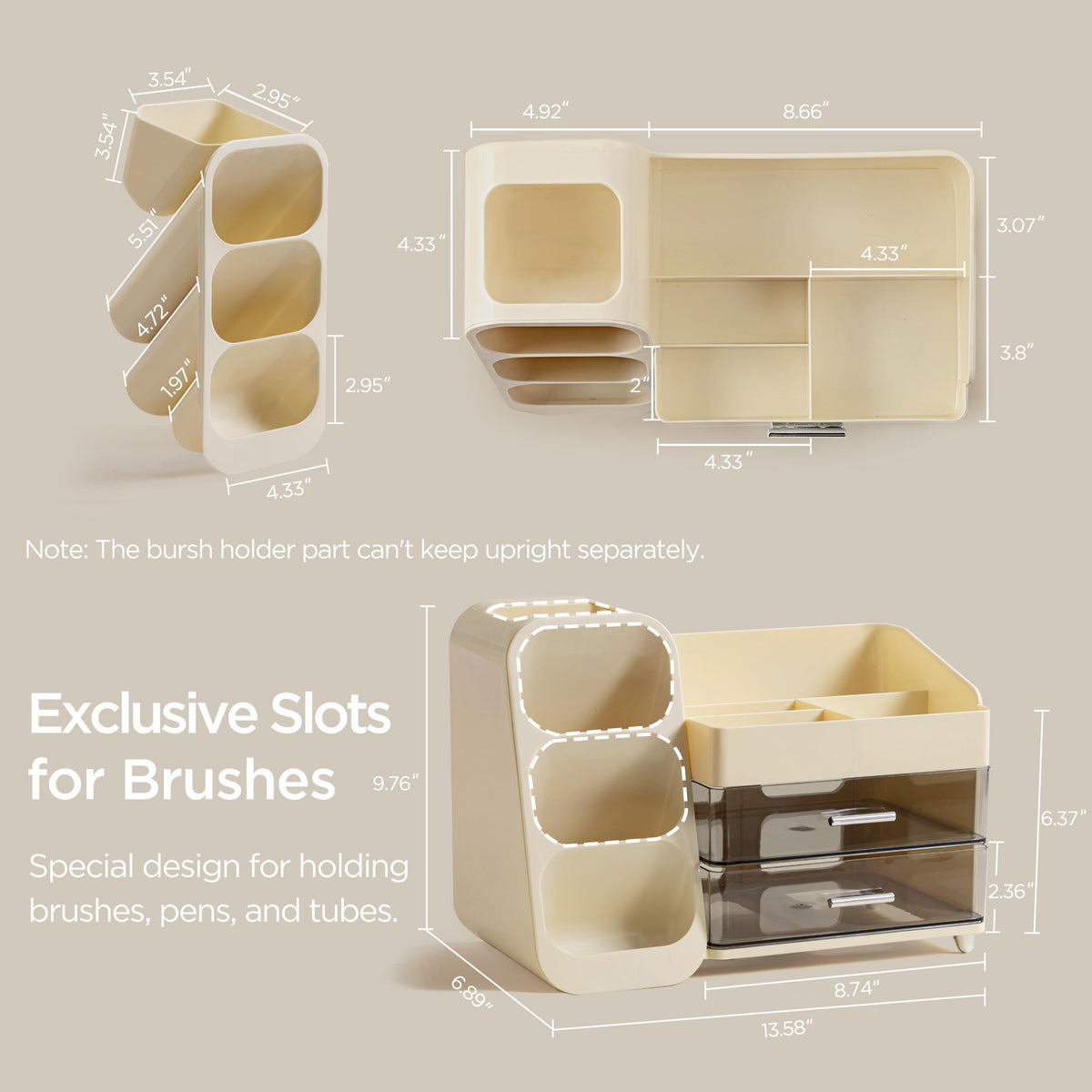HBlife makeup organizer top compartments separate items for quick grooming routines