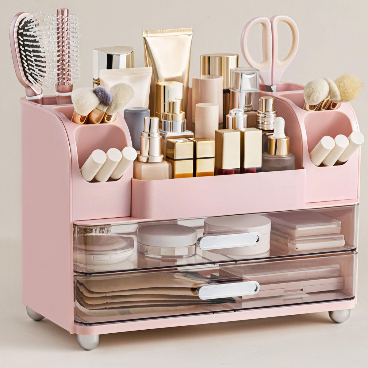 HBlife makeup organizer with top compartment for easy daily access