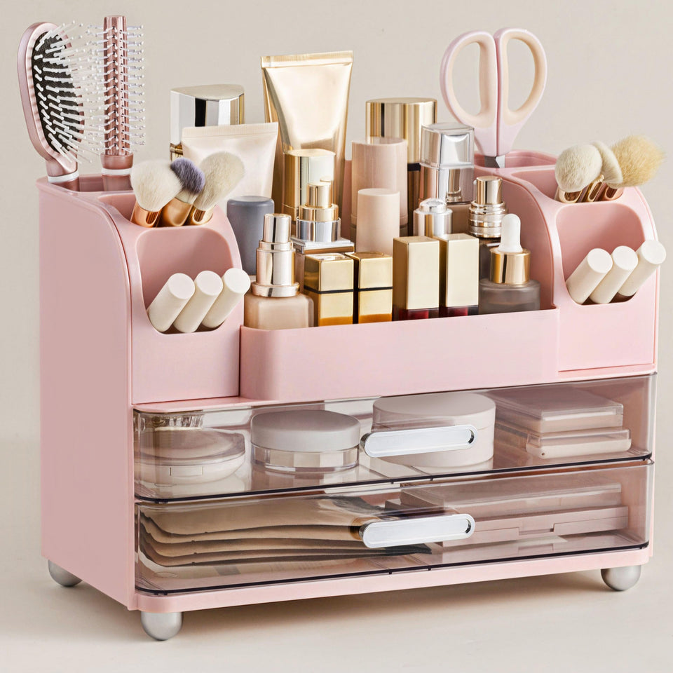 HBlife makeup organizer with top compartment for easy daily access