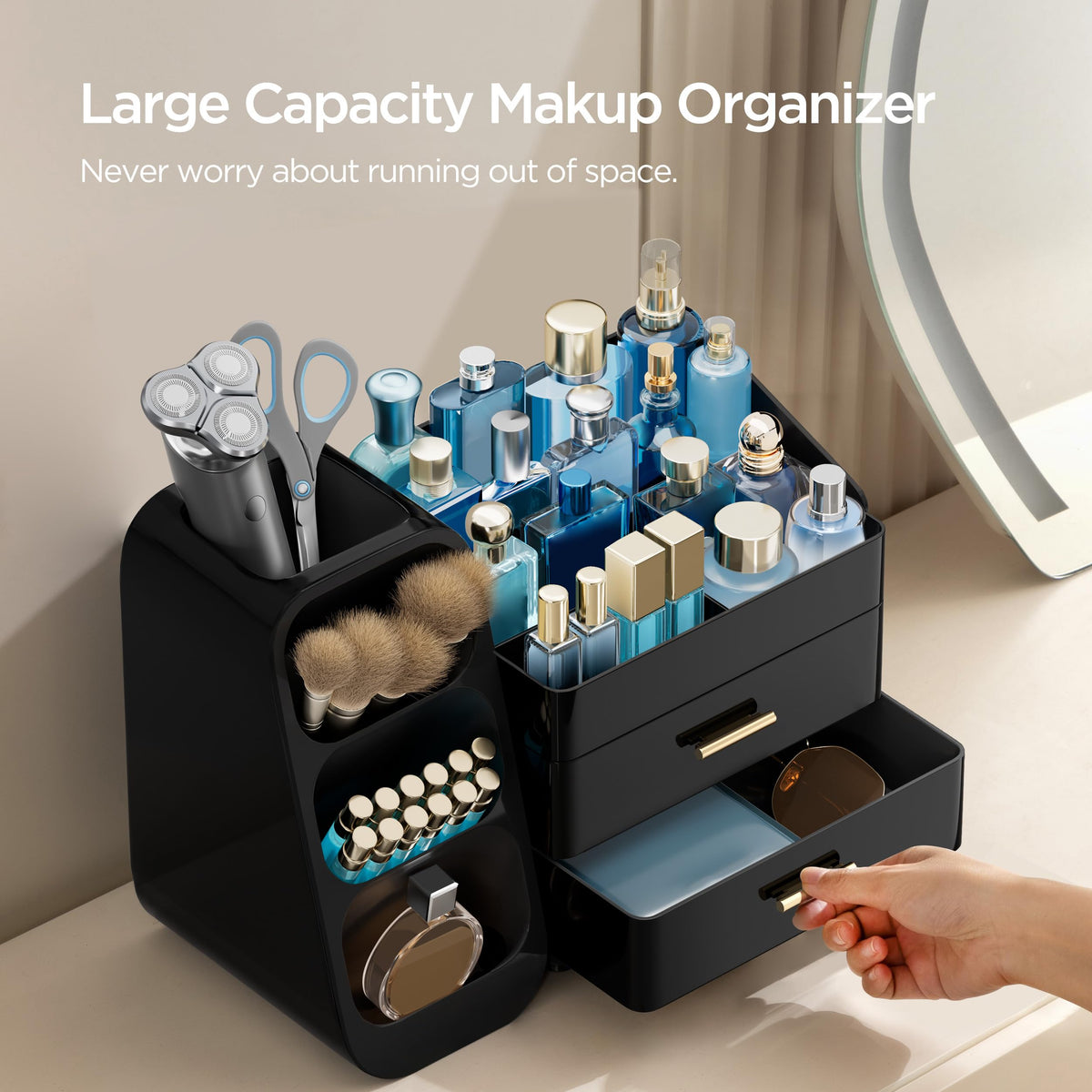 HBlife plastic cosmetics storage remains durable and easy to wipe clean
