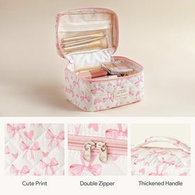 HBselect quilted makeup bag floral small, perfect for pencils and brushes on the go.