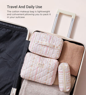 HBselect quilted makeup bag interior organization with compartments for tools