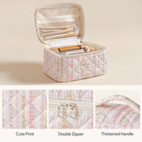 HBselect quilted makeup bag large capacity ideal for travel and daily routines