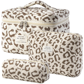 HBselect quilted makeup bag with floral pattern for stylish travel storage.
