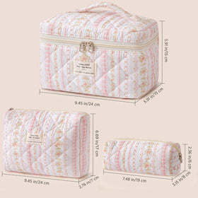 HBselect quilted makeup bag soft cotton material with skin-friendly feel