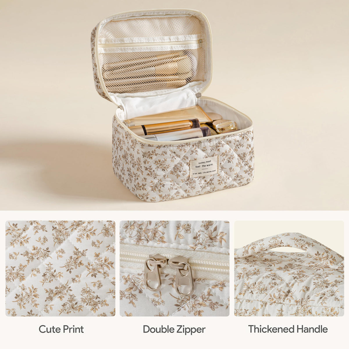 HBselect travel makeup bag shows large capacity for cosmetics and toiletries