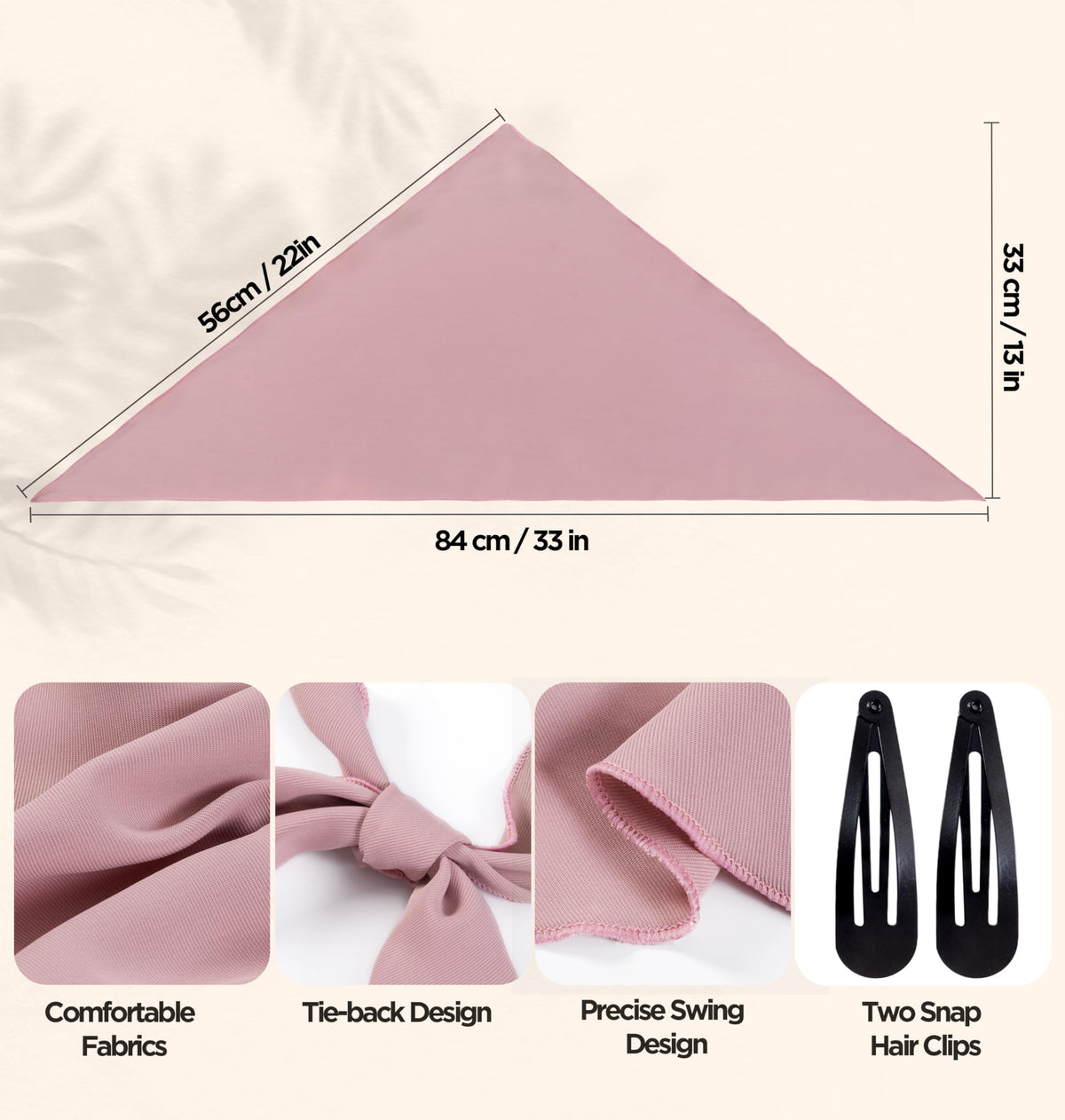 HBselect triangle head scarf with adjustable tie-back for secure wear